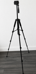 Camera Tripod w/ Pan/Tilt Head, Quick Release, Spirit Level, Adjustable Legs