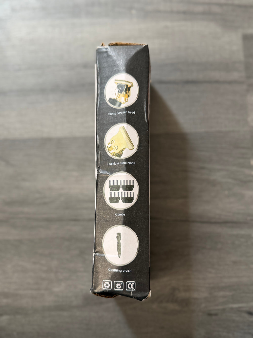 TM-16 Gold/Black T-Blade Battery Trimmer for Hair & Beard, 3-9mm + Brush