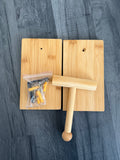 Bamboo Beige Wall Mounted Toilet Roll Holder Set with Screws & Wall Plugs