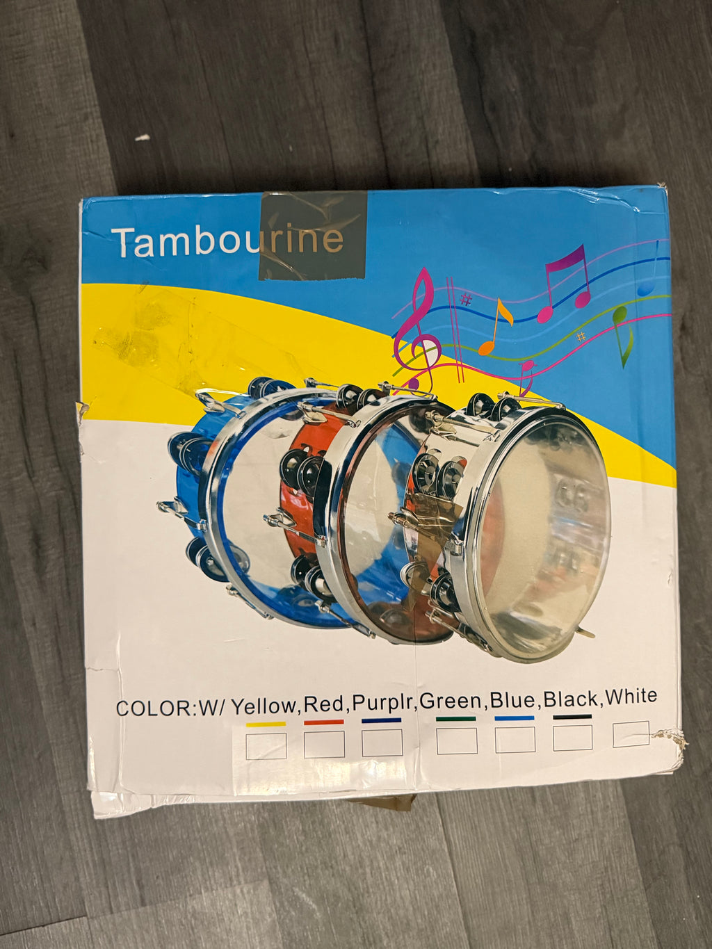 Clear Plastic Tambourine Handheld Analogue Percussion with Metal Jingles