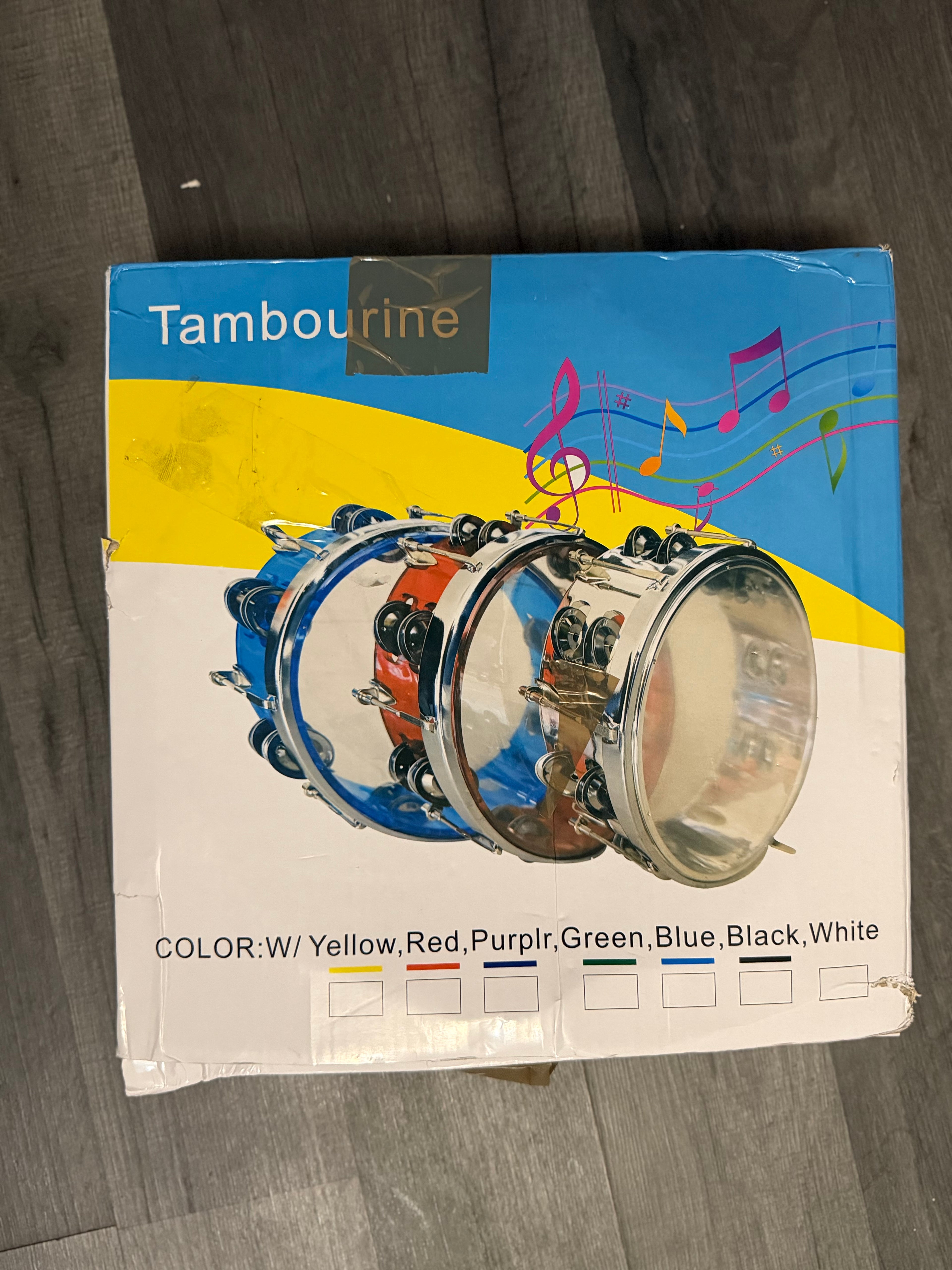 Clear Plastic Tambourine Handheld Analogue Percussion with Metal Jingles