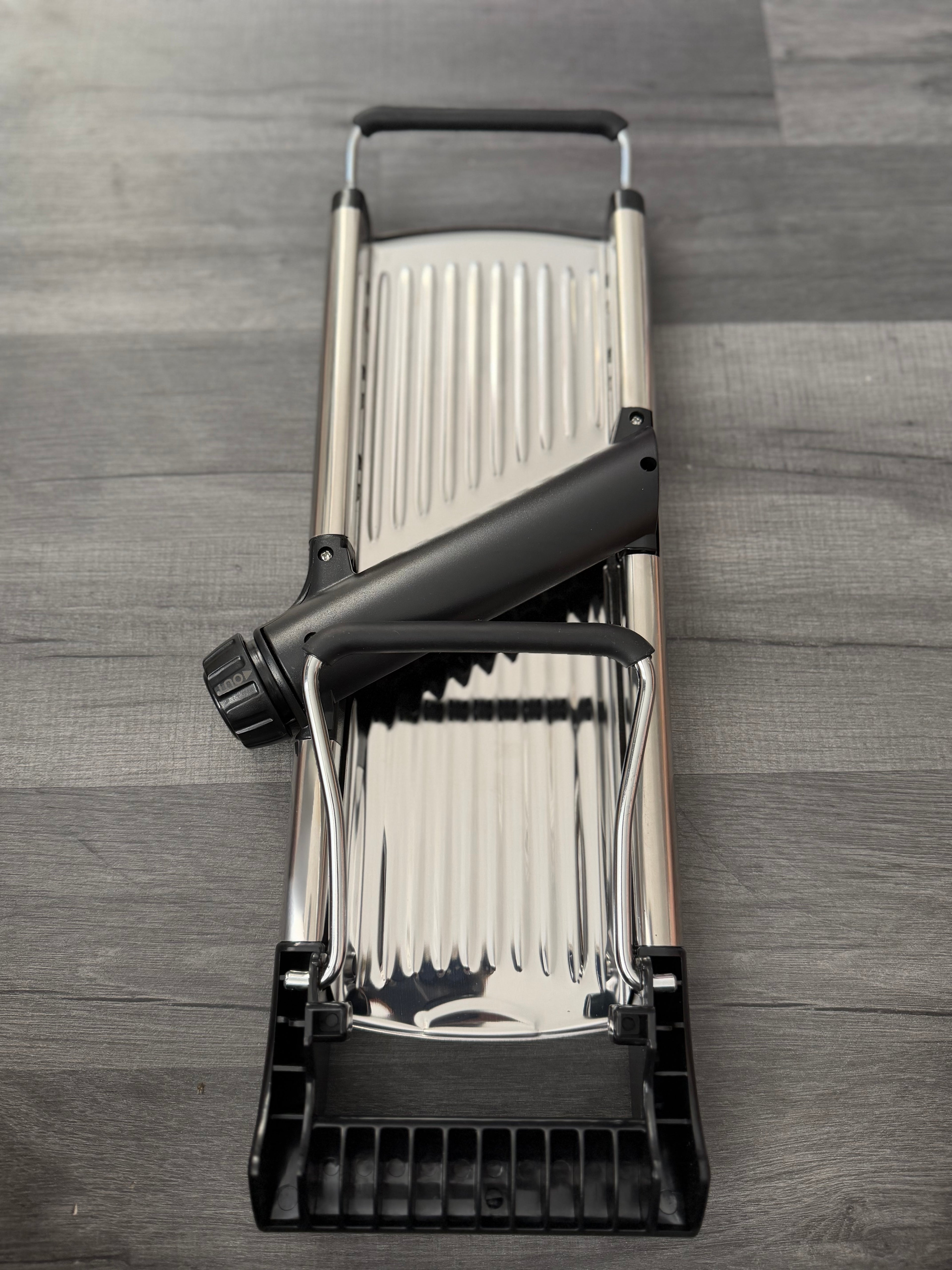 Stainless Steel Adjustable Mandoline Slicer w/ Food Holder, Hand Guard