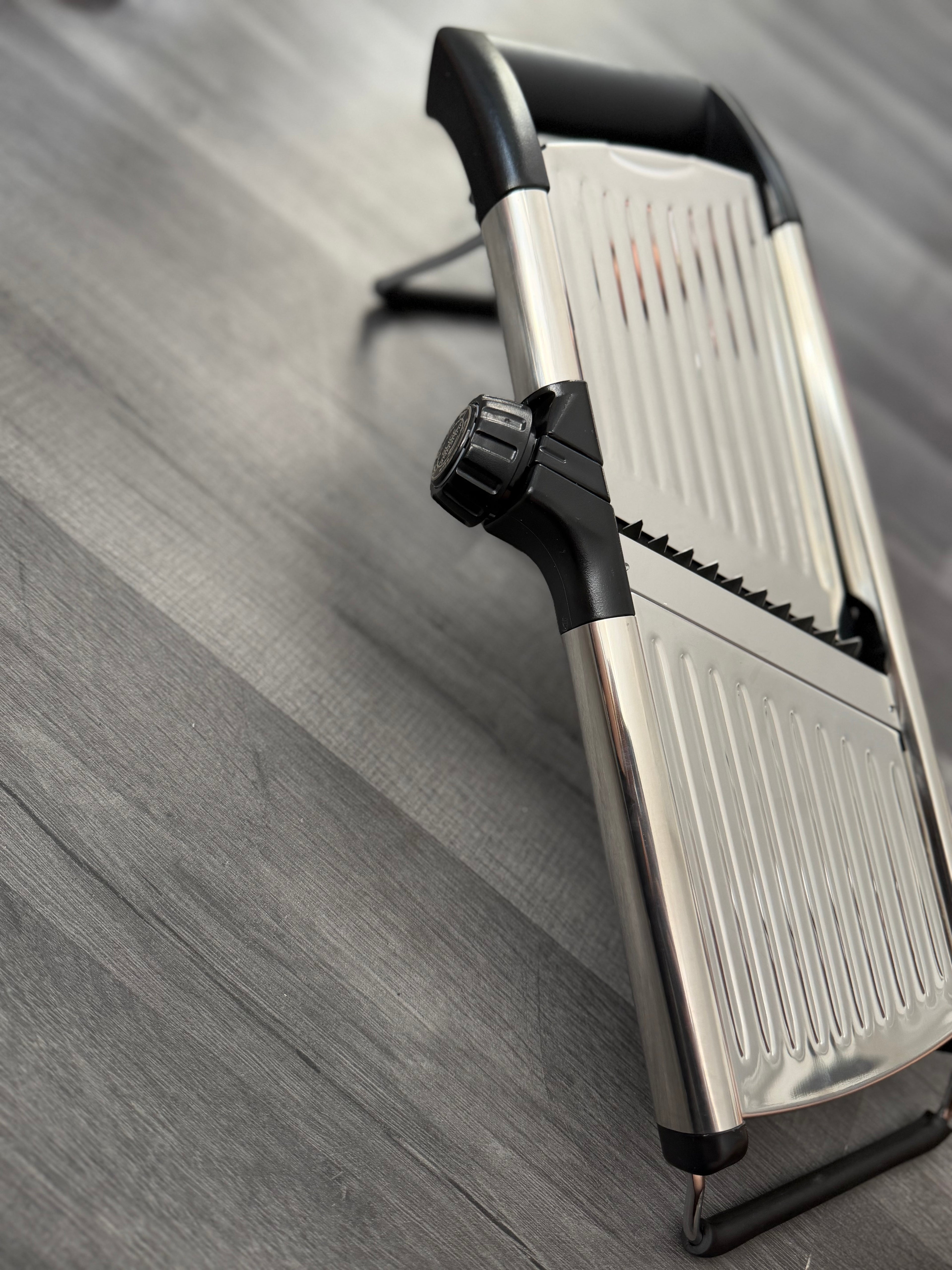 Stainless Steel Adjustable Mandoline Slicer w/ Food Holder, Hand Guard