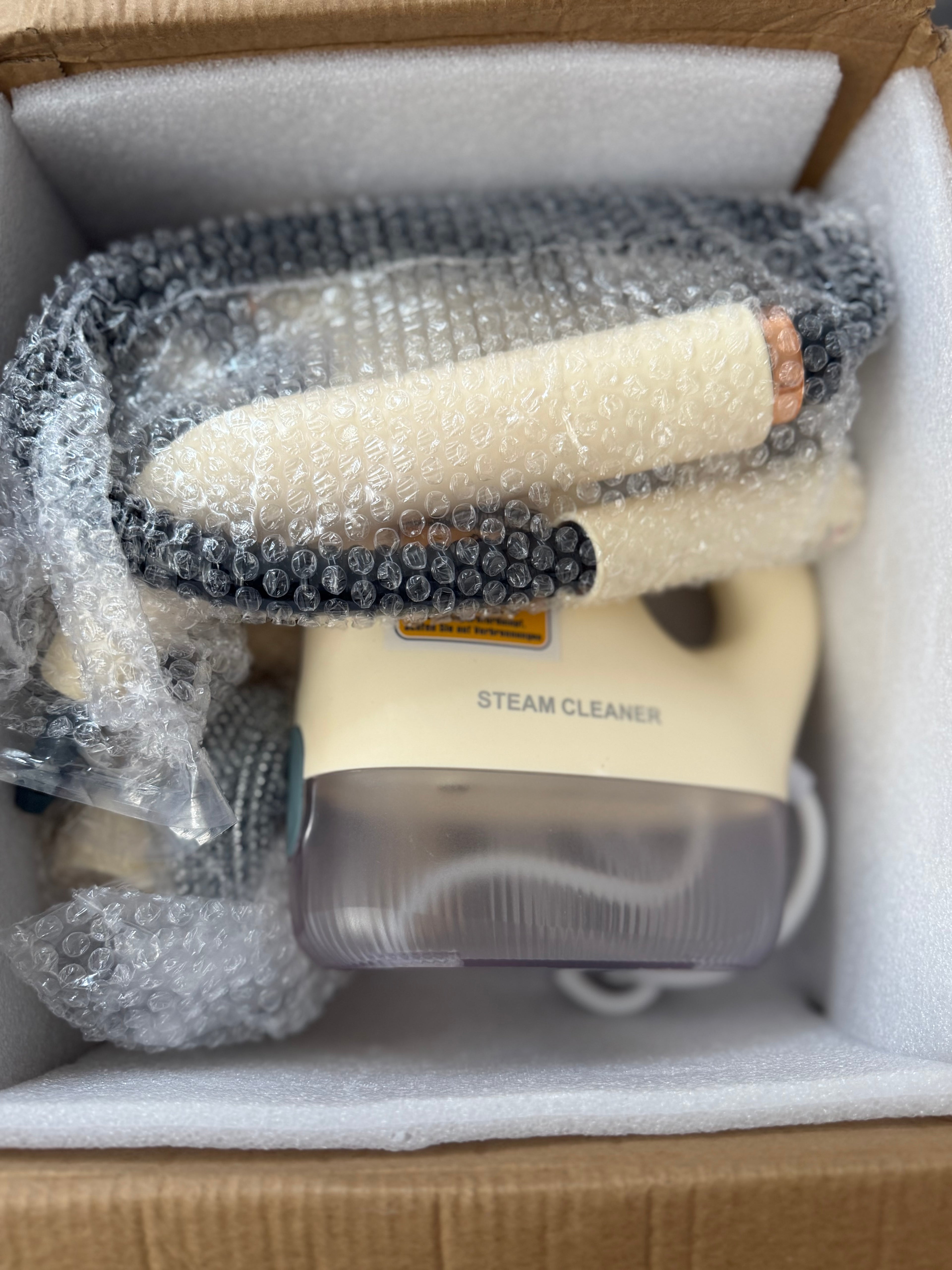 Handheld Corded Steam Cleaner Beige/Grey with Measuring Cup & Microfibre Cloth