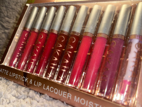 CAKAILA Matte Lipstick & Lip Lacquer Set – 10 Colors