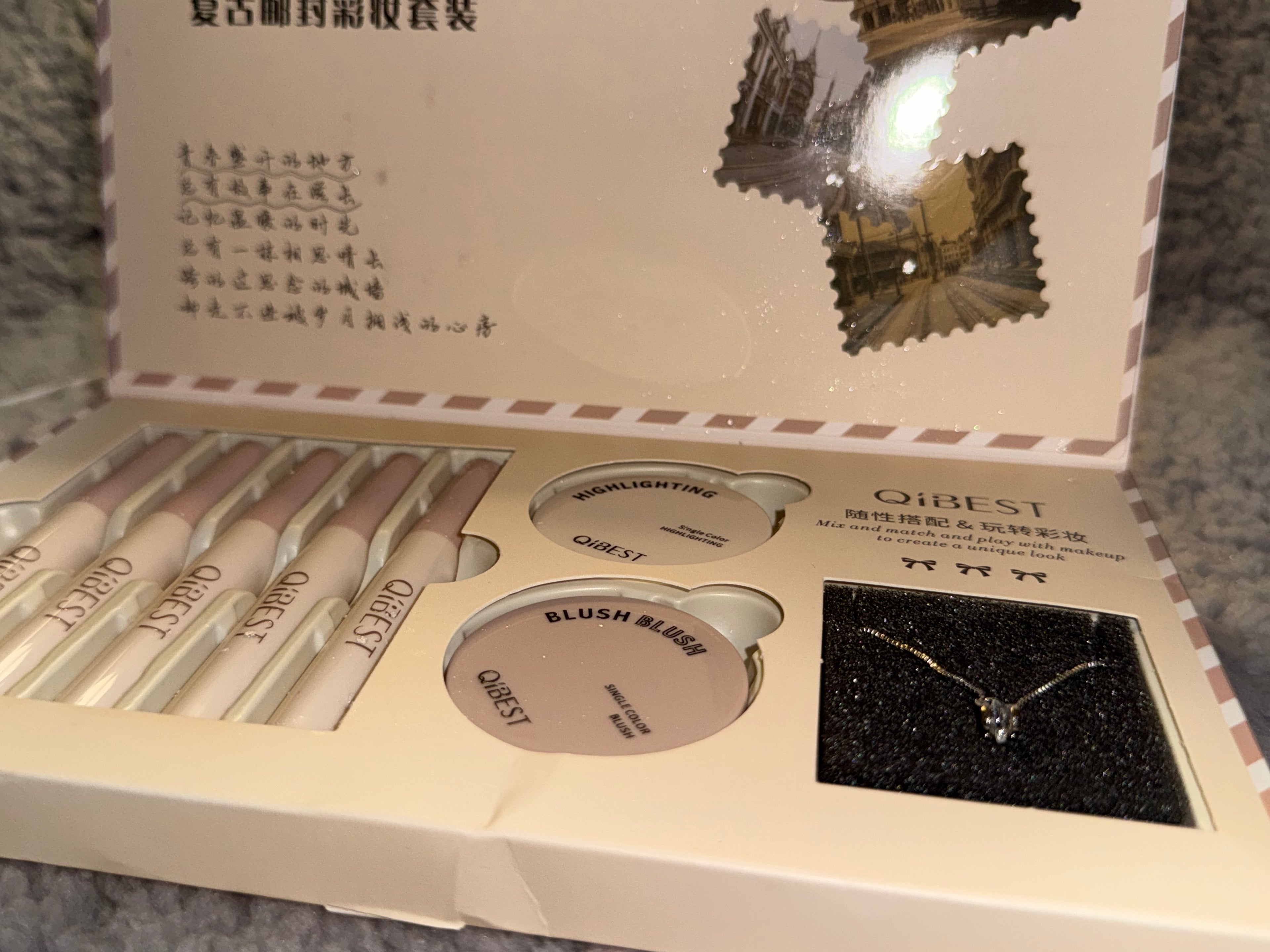 Vintage Postal Makeup Gift Set with Necklace – QiBest