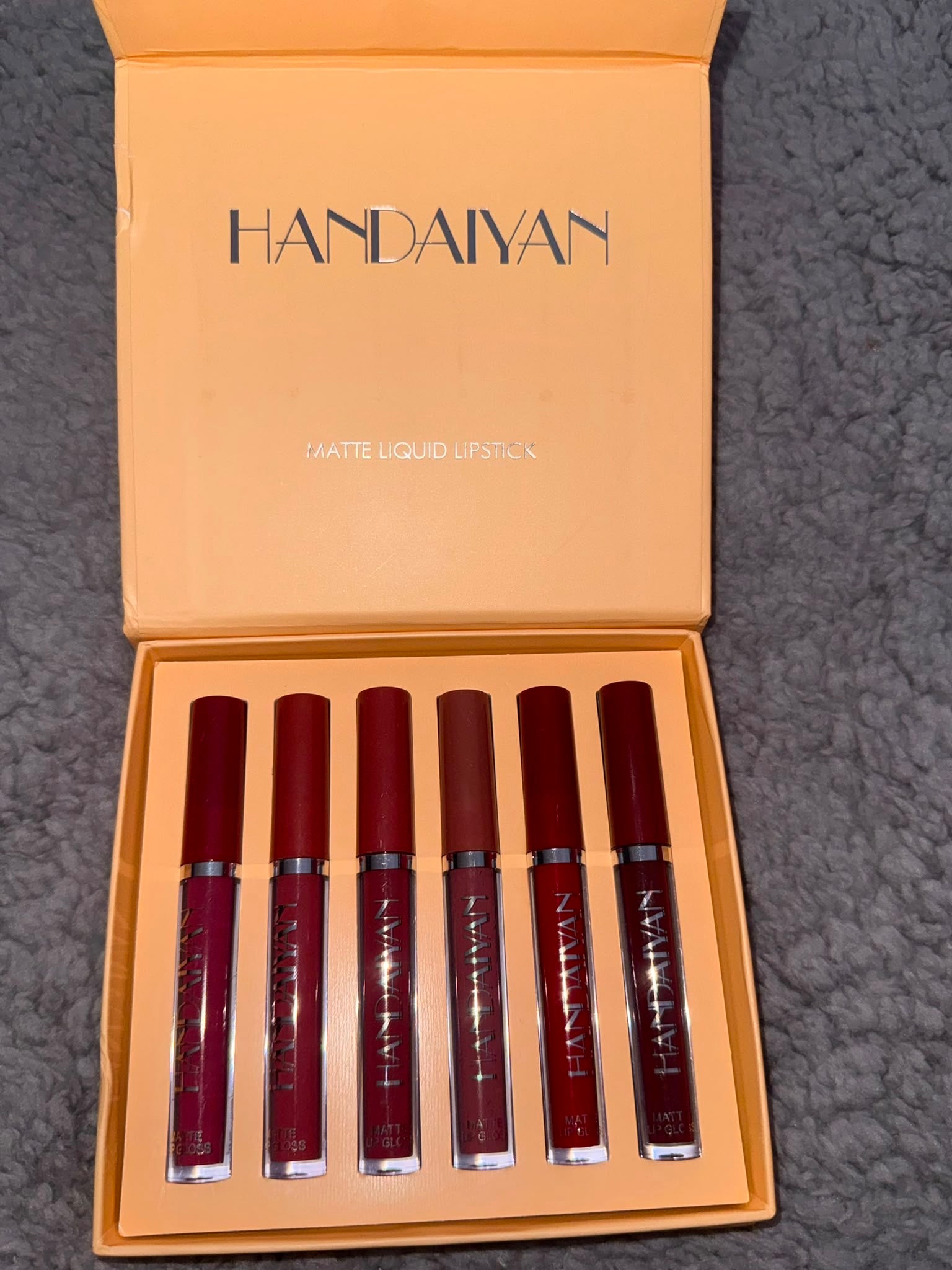 HANDAIYAN 6-Piece Matte Liquid Lipstick Set – Long Lasting Nude & Red Collection