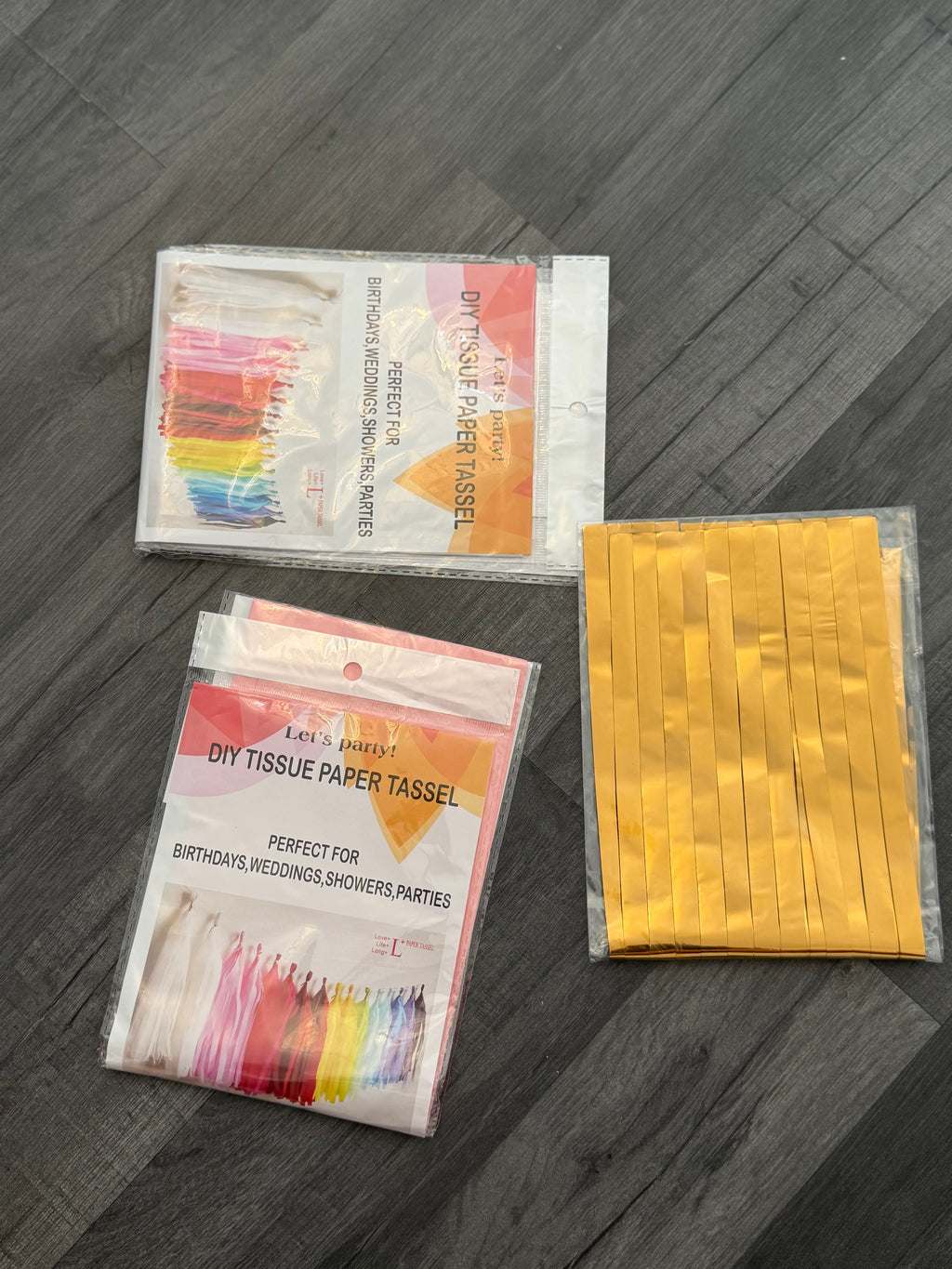 DIY Tissue Paper Tassel Garland Kit – Gold & Pink Party Decoration Set