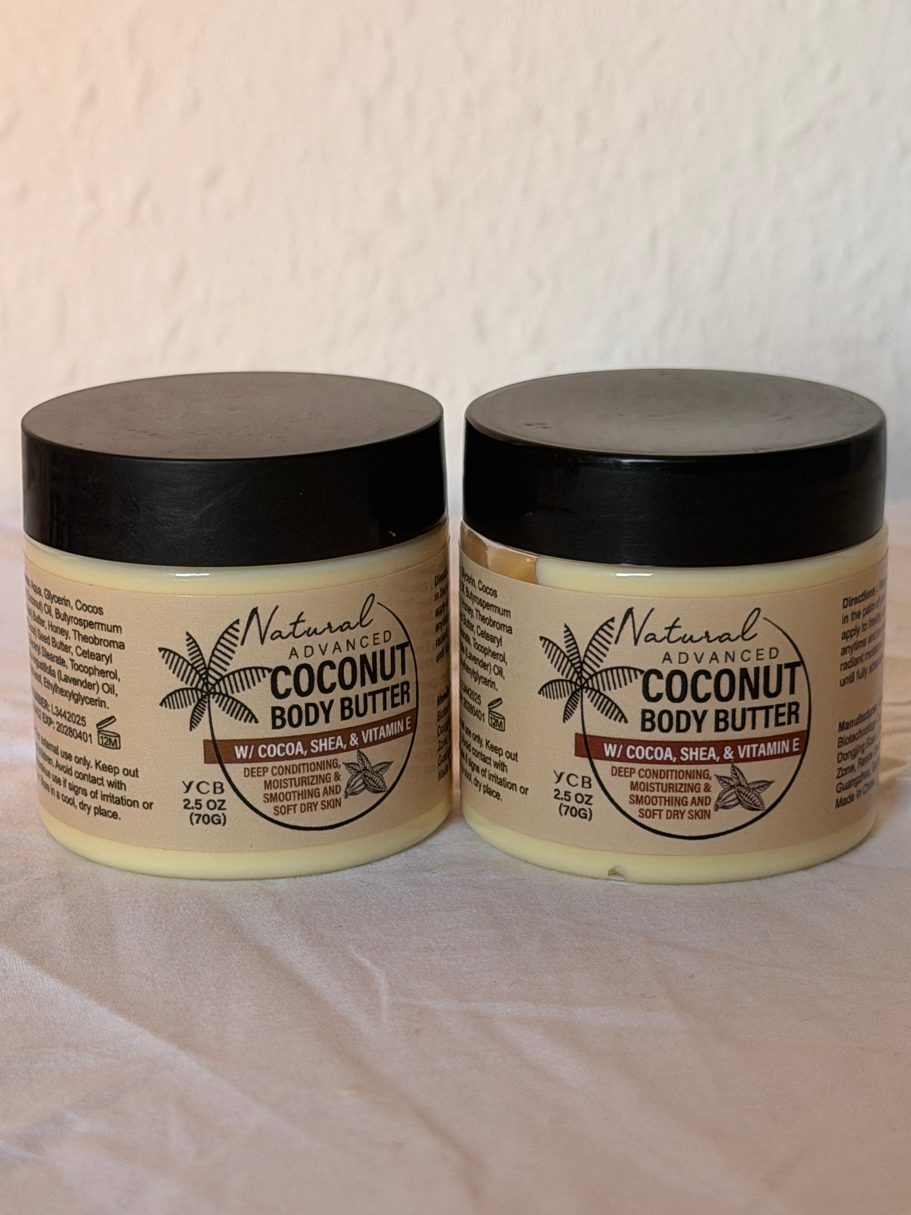 Natural Advanced Coconut Body Butter with Cocoa, Shea & Vitamin E – Deep Moisturising Body Cream 70g